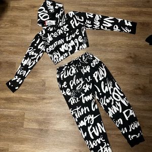 Two piece legging a crop hoodie set